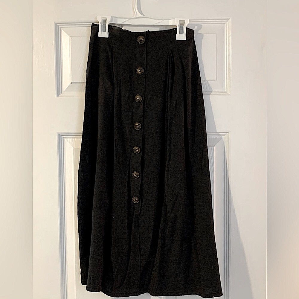 Nasty Gal Black A-Line Button-Front Skirt